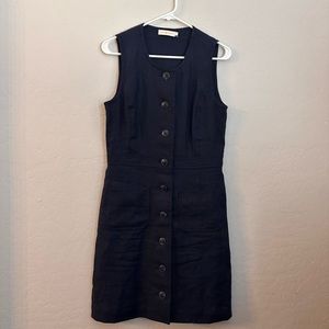 Tory Burch Navy Linen Button Down Shift Dress size 4